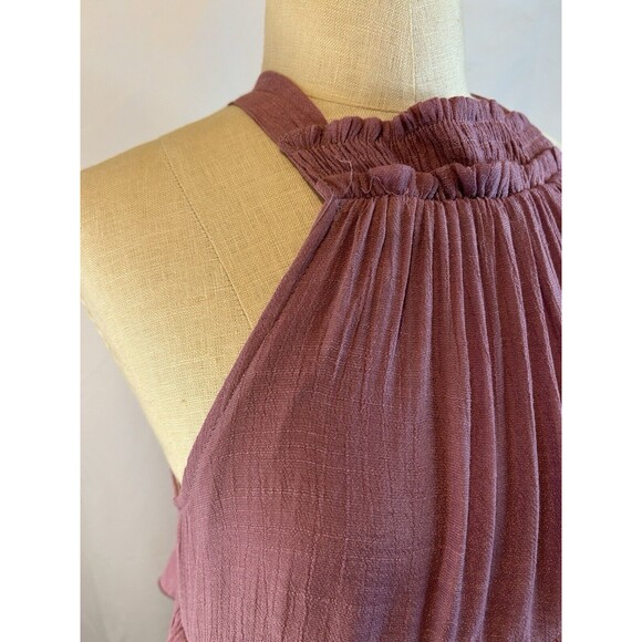 NWT  Listicle Ruffle Mauve Woven Rayon  Halter Neck Pocket Tiered Dress XS - Picture 5 of 13